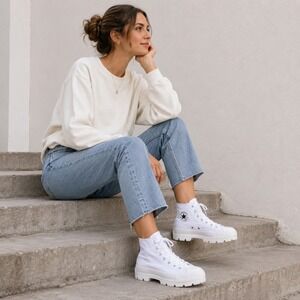 Converse Womens Chuck Taylor All Star Lugged High Top 6.5 White Platform 565902C